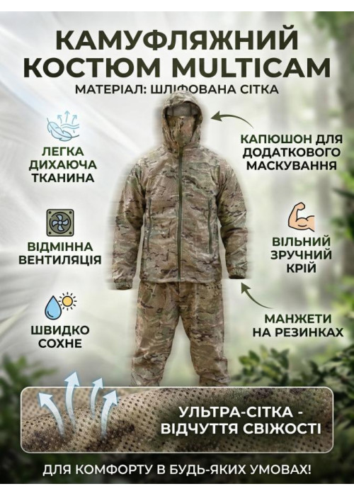 Маскувальний костюм сітка на одяг мультикам ЛН2684