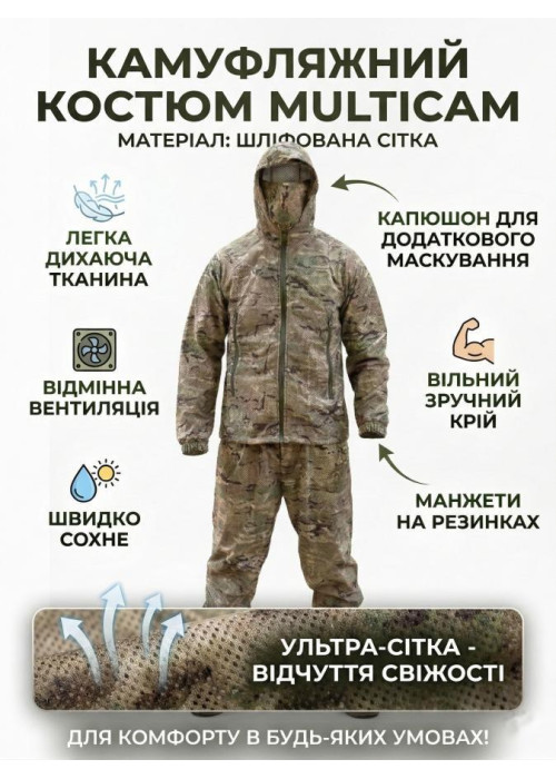 Маскувальний костюм сітка на одяг мультикам ЛН2684