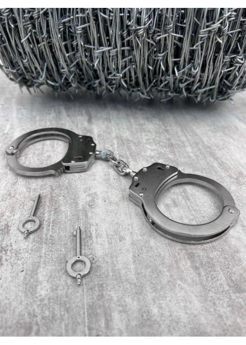 Справжні сталеві наручники  кайданки  для поліції Сріблястий
