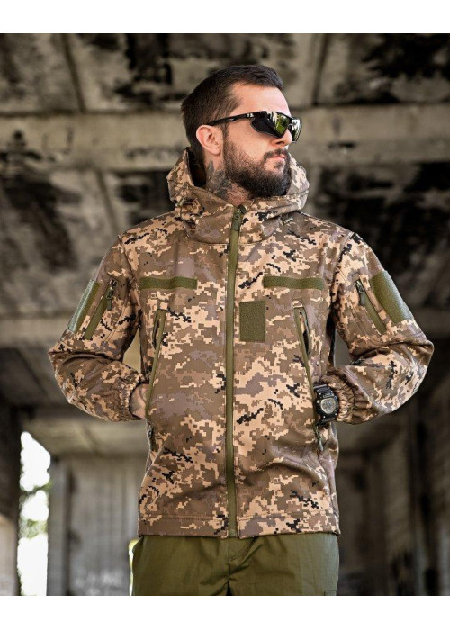 Демісезонна тактична куртка SOFT-SHELL Піксель (Корд)
