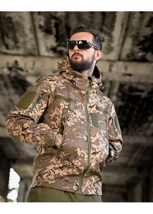 Демісезонна тактична куртка SOFT-SHELL Піксель (Корд)