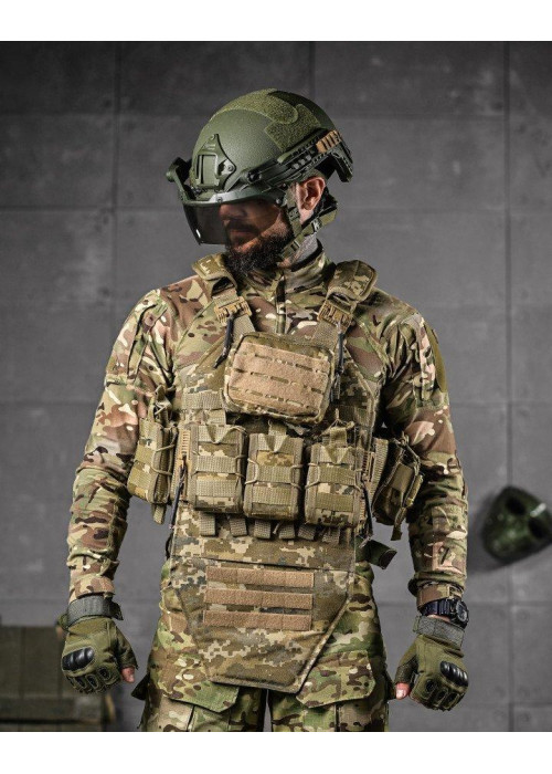 Тактична плитоноска 4 швидкі скидання з напашником Cordura