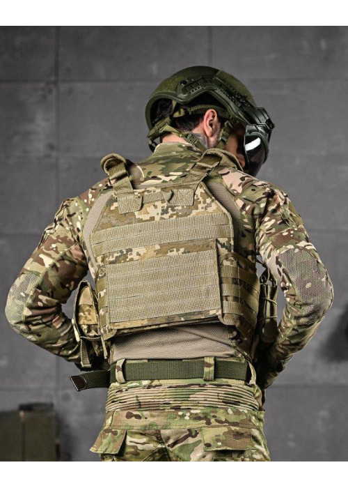 Тактична плитоноска 4 швидкі скидання з напашником Cordura