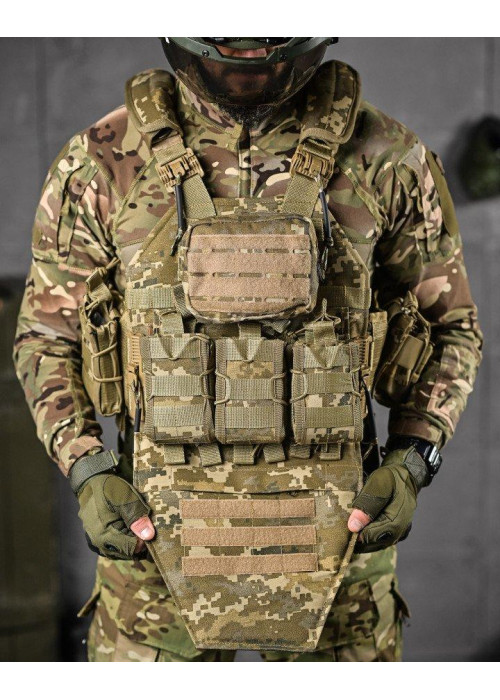 Тактична плитоноска 4 швидкі скидання з напашником Cordura