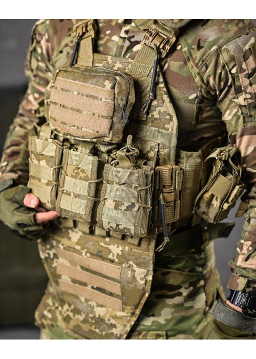Тактична плитоноска 4 швидкі скидання з напашником Cordura