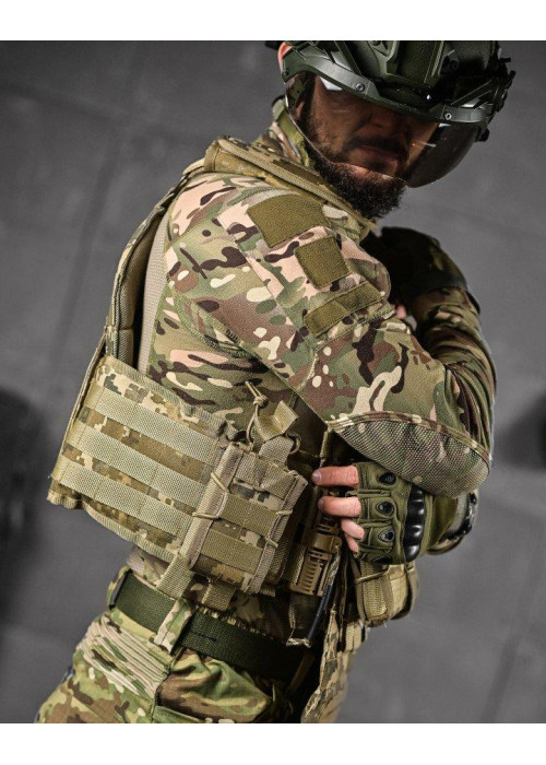 Тактична плитоноска 4 швидкі скидання з напашником Cordura