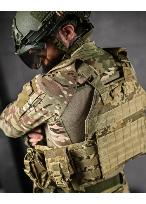 Тактична плитоноска 4 швидкі скидання з напашником Cordura