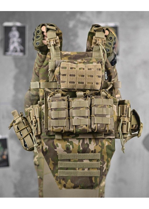 Плитоноска з напашником 4 швидких скидання Cordura мультикам