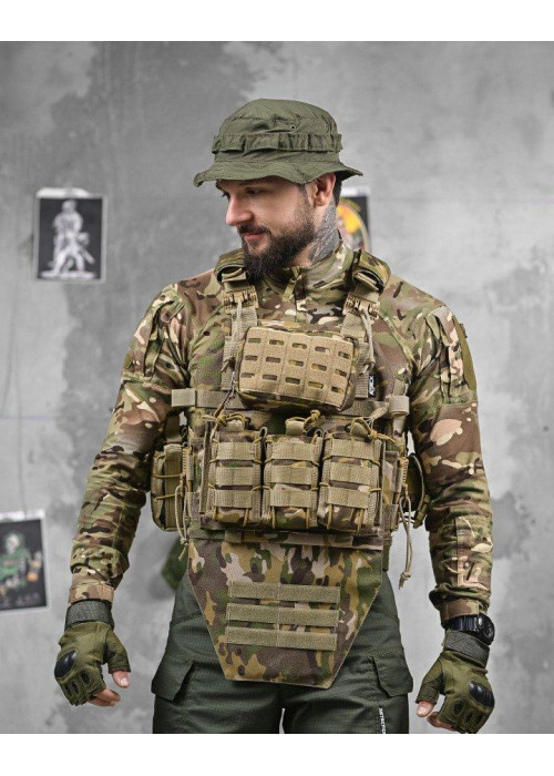 Плитоноска з напашником 4 швидких скидання Cordura мультикам