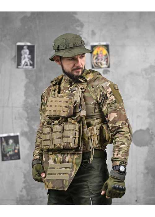 Плитоноска з напашником 4 швидких скидання Cordura мультикам