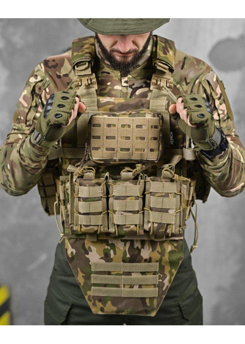 Плитоноска з напашником 4 швидких скидання Cordura мультикам