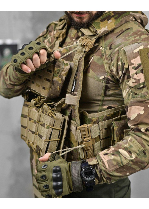 Плитоноска з напашником 4 швидких скидання Cordura мультикам