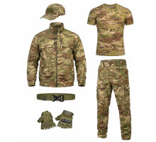 Тактичний костюм Mercury 6в1 Multicam костюм, бейсболка, футболка, пояс, рукавиці