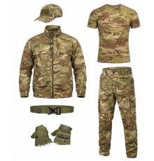 Тактичний костюм Mercury 6в1 Multicam костюм, бейсболка, футболка, пояс, рукавиці