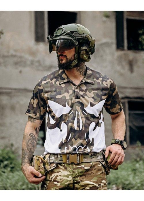 Мілітарі поло футболка Punisher Мультикам Футболка для активного відпочинку та тактики