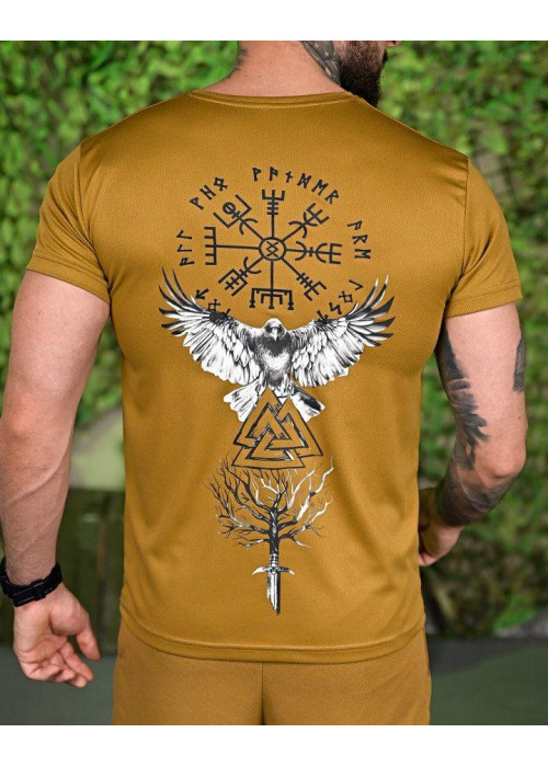 Літній чоловічий комплект Eagle  Койот  Футболка + шорти  Дихаючий спортивний костюм із 100% поліестеру