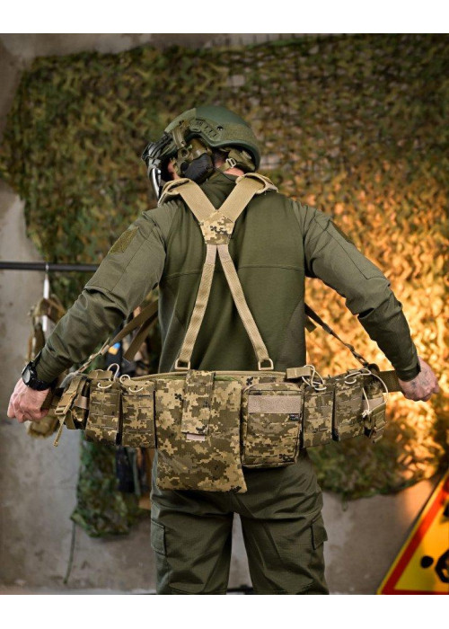 Розвантажувальний пояс РПС 7.62 (піксель) у комплекті — Cordura 500D, MOLLE, анатомічний