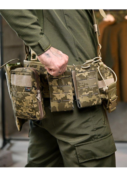 Розвантажувальний пояс РПС 7.62 (піксель) у комплекті — Cordura 500D, MOLLE, анатомічний