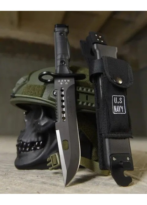 Ніж  з чохлом US. Navy Чорний
