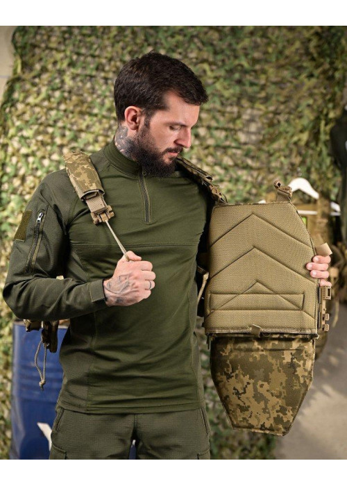Тактична плитоноска Cordura Піксель із 4 точками швидкого скидання та напашником: 1000D, 7 підсумків, плити 25х30 см
