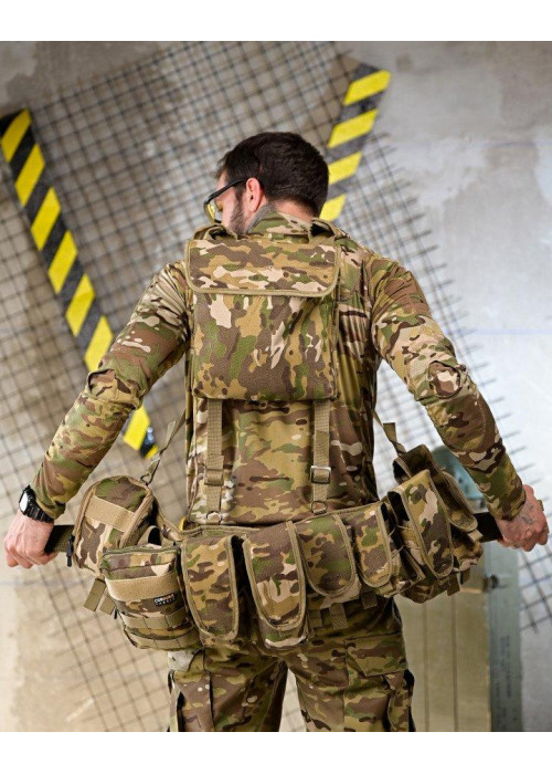 Розвантажувальний пояс РПС Attack Мультикам у зборі: Cordura 500D, 4 підсумки, аптечка, сумка скидання