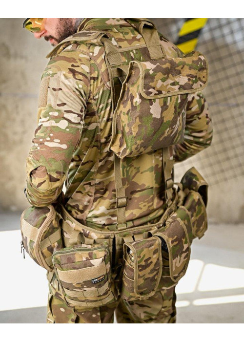 Розвантажувальний пояс РПС Attack Мультикам у зборі: Cordura 500D, 4 підсумки, аптечка, сумка скидання
