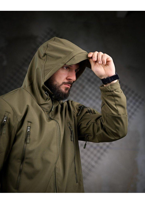 Тактична куртка софтшел LINKOLN олива | військова вітрівка softshell з мембраною