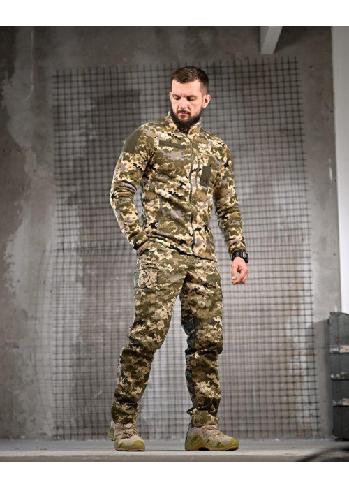 Тактичний костюм FENIX піксель  флісова кофта + штани, військова форма Polar fleece + ріп-стоп, тактичний одяг для служби