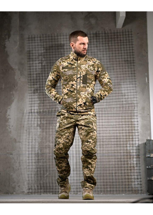 Тактичний костюм FENIX піксель  флісова кофта + штани, військова форма Polar fleece + ріп-стоп, тактичний одяг для служби