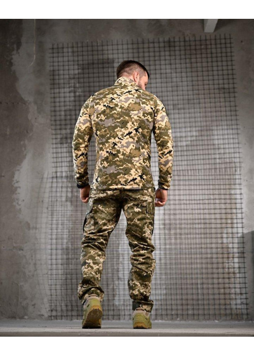 Тактичний костюм FENIX піксель  флісова кофта + штани, військова форма Polar fleece + ріп-стоп, тактичний одяг для служби
