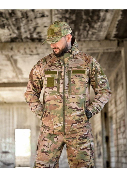 Тактичний костюм софтшел Softshell 5.11 Mission мультикам з наколінниками