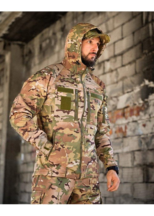 Тактичний костюм софтшел Softshell 5.11 Mission мультикам з наколінниками
