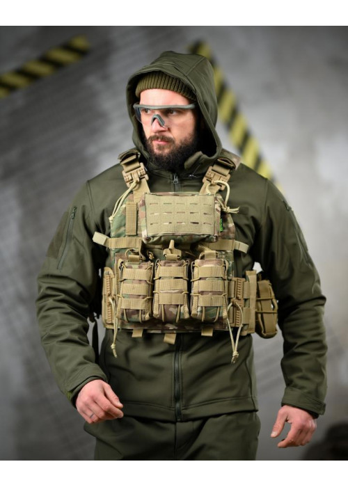Тактична плитоноска 7.62 Multicam з 4 точками швидкого скидання — Cordura 1000D, комплект з підсумками