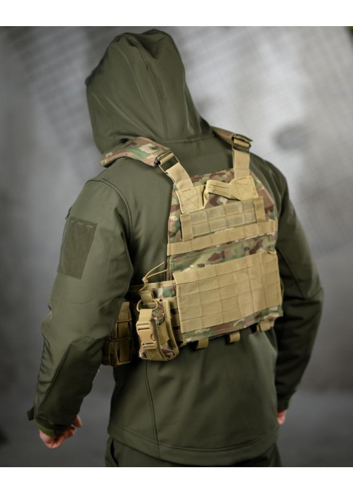 Тактична плитоноска 7.62 Multicam з 4 точками швидкого скидання — Cordura 1000D, комплект з підсумками