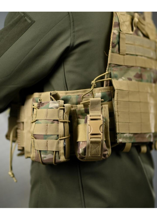 Тактична плитоноска 7.62 Multicam з 4 точками швидкого скидання — Cordura 1000D, комплект з підсумками