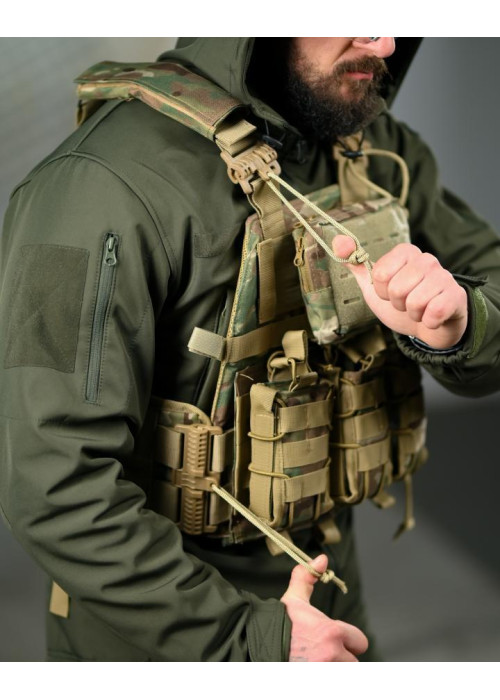Тактична плитоноска 7.62 Multicam з 4 точками швидкого скидання — Cordura 1000D, комплект з підсумками