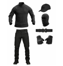 Літній тактичний костюм чорний 6в1 black ТР6919