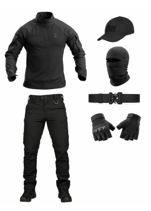 Літній тактичний костюм чорний 6в1 black