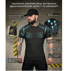 Тактична футболка (Compression Fit) чорна ТР6915