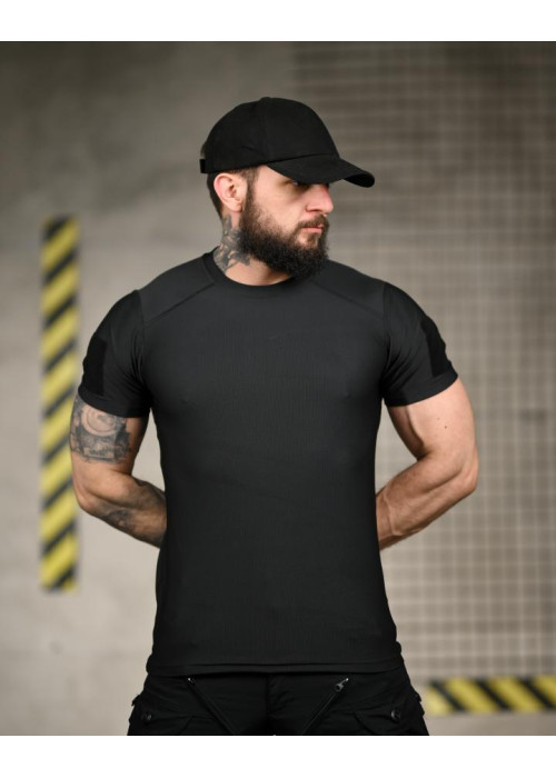 Тактична футболка (Compression Fit) чорна ТР6915