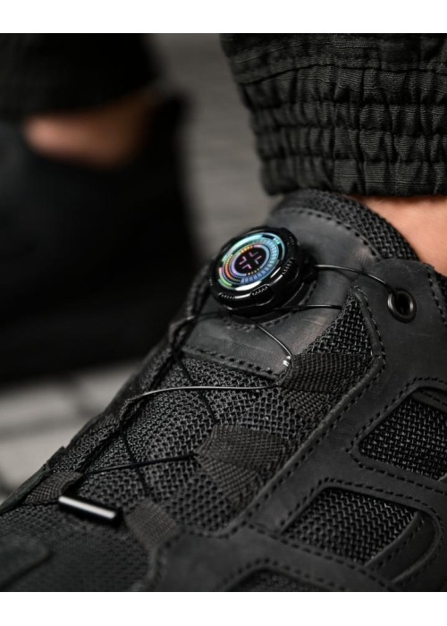 Tactical sneakers with auto-lacing, black