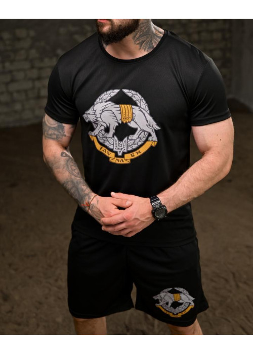 Мілитари комплект шорти футболка SELION Іду на Ви black ТР6971