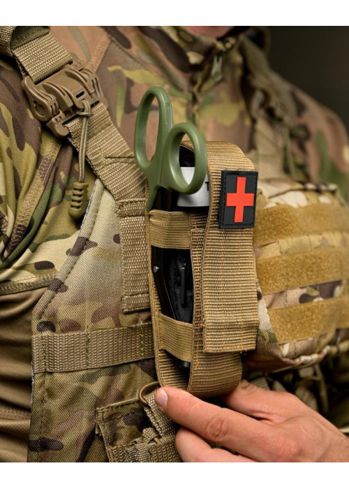 Медичний набір 3 в 1 Турнікет-джгут, підсумок MOLLE, маленькі тактичні медичні ножиці EMT койот ВТ5410