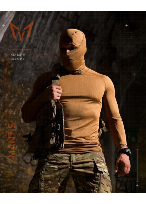 Тактичний лонгслів з балаклавою MANTIS® Phantom LS Combat Shirt - Coyote